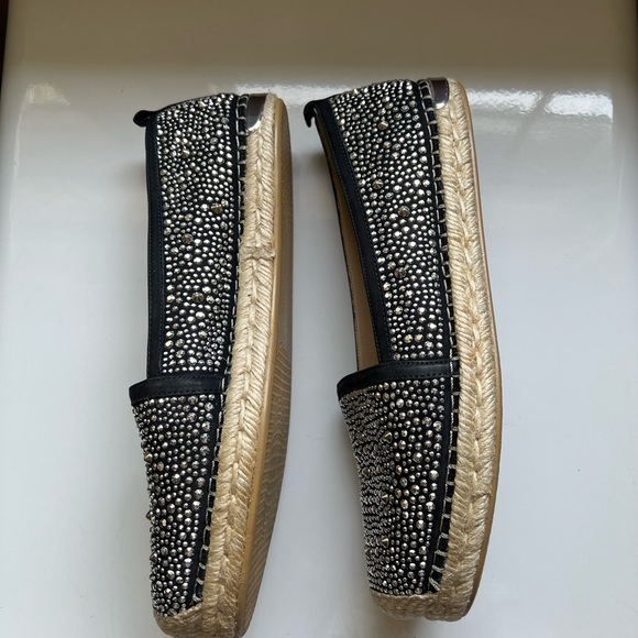 Stuart Weitzman Rockon Espadrilles Womens Designer Shoes Studded Size 8m Black - Picture 2 of 10